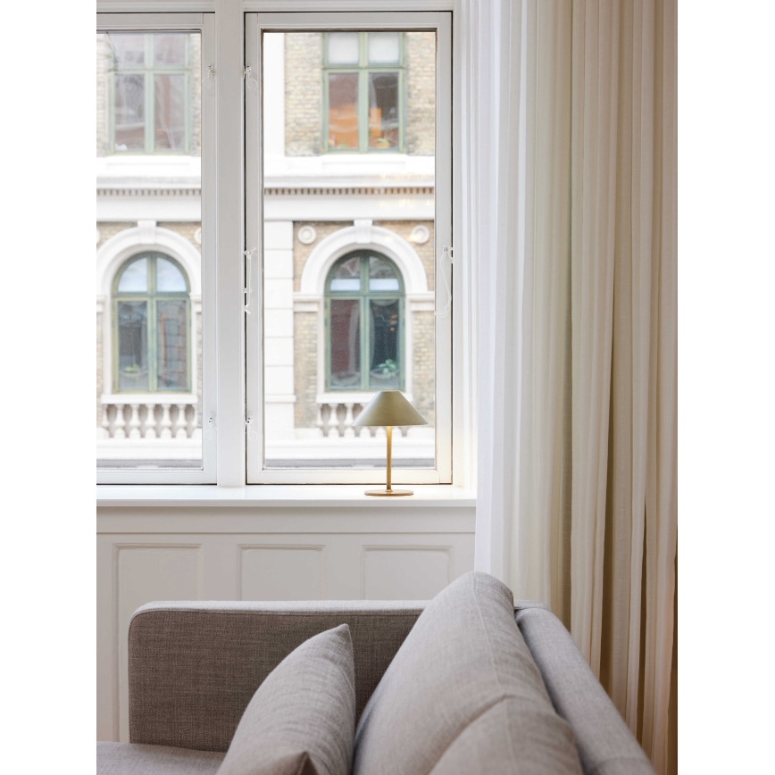 Halo Design 800841 - Ściemnialna zewnętrzna ładowalna lampa stołowa HYGGE LED/3W/4000 mAh IP54 mosiądz