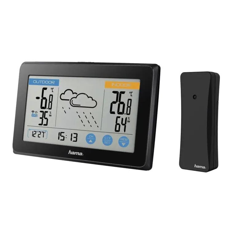 Hama - Stacja meteorologiczna z kolorowym wyświetlaczem LCD 3xAAA/2xAAA  czarny