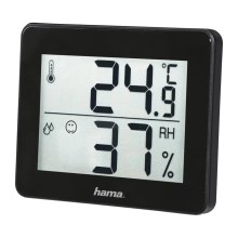 Hama - Termometr pokojowy z miernikiem wilgotności 1xCR2025 czarny