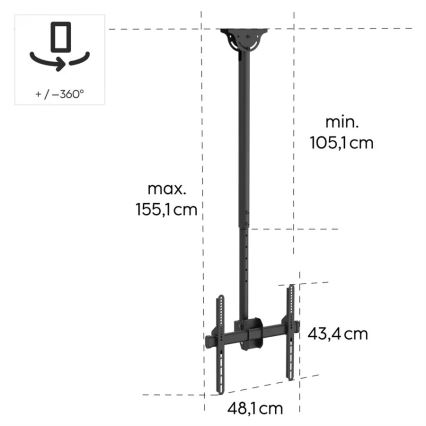 Hama - Uchwyt sufitowy do TV obrotowej 32-65" czarny