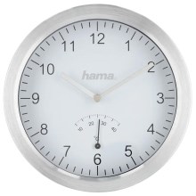 Hama - Zegar ścienny łazienkowy z termometrem 1xAA IPX4 srebrny