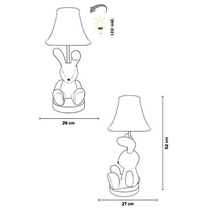 Happy Lamps - LED Dziecięca lampa stołowa BENNY LED/5,4W/230V królik