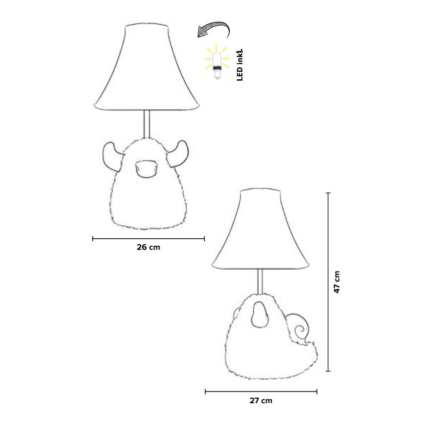 Happy Lamps - LED Dziecięca lampa stołowa HUGO LED/5,4W/230V byk