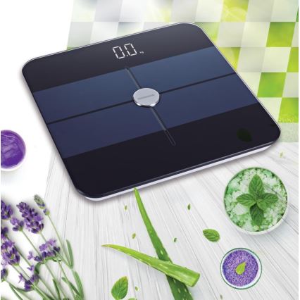 Heinner HBS-BTH180BK - Cyfrowa waga osobowa 2xAAA czarna/niebieska