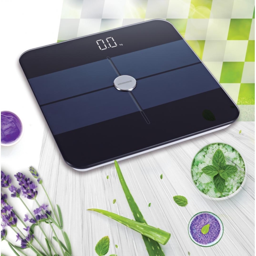 Heinner HBS-BTH180BK - Cyfrowa waga osobowa 2xAAA czarna/niebieska