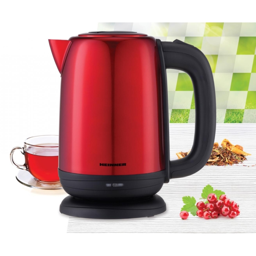 Heinner HEK-2200RDSS - Czajnik elektryczny 1,7 l 2200W/230V czerwony/czarny
