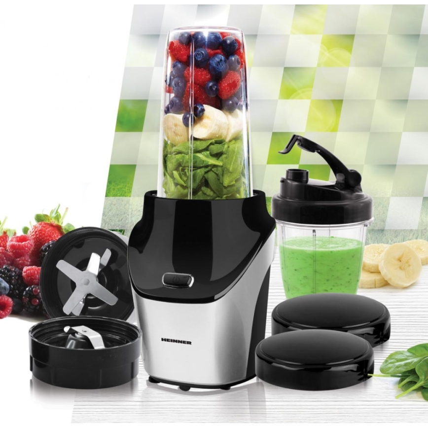 Heinner HSB-T1000SS - Nutri blender do smoothie 1000W/230V matowy chrom/czarny