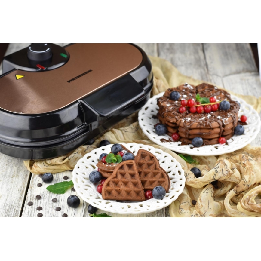 Heinner HWF-1000CR - Gofrownica 1000W/230V czarna/różowe złoto