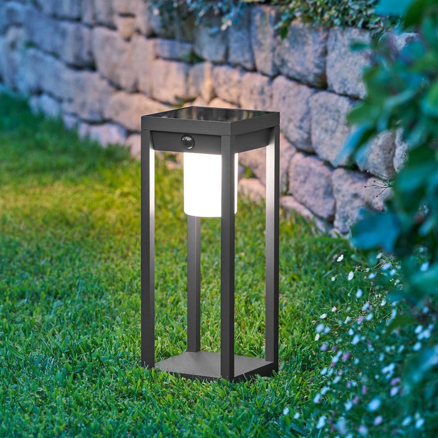 Hesperide - LED solarna latarnia z czujnikiem ruchu i zmierzchu PIKY LED/3,7 V 2600 mAh 40 cm IP65 antracyt