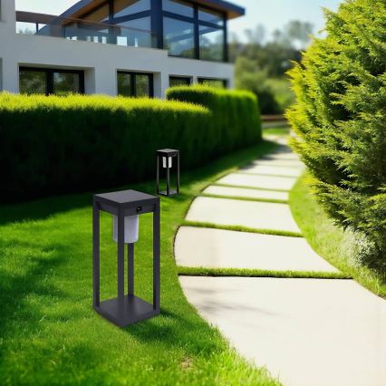 Hesperide - LED solarna latarnia z czujnikiem ruchu i zmierzchu PIKY LED/3,7 V 2600 mAh 40 cm IP65 antracyt