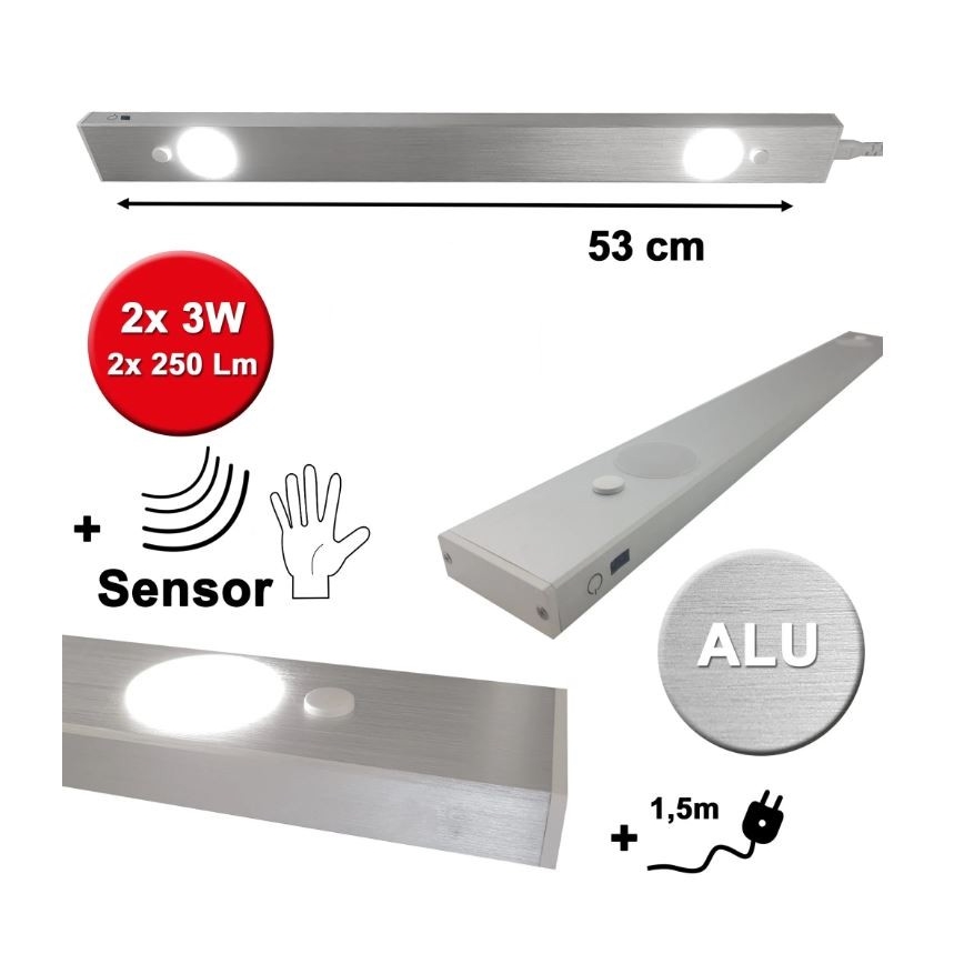 HiLite - LED Oświetlenie blatu kuchennego z czujnikiem BERN 2xLED/3W/230V 4000K