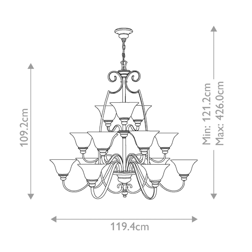 Hinkley - Żyrandol na łańcuchu CELLO 15xE27/60W/230V