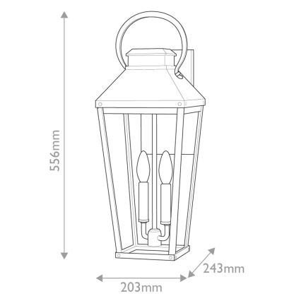 Hinkley - Zewnętrzny kinkiet DAWSON L 2xE14/40W/230V IP44 czarny