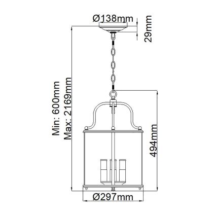 Hinkley - Żyrandol na łańcuchu GENTRY 4xE14/60W/230V złoty