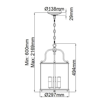 Hinkley - Żyrandol na łańcuchu GENTRY 4xE14/60W/230V błyszczący chrom