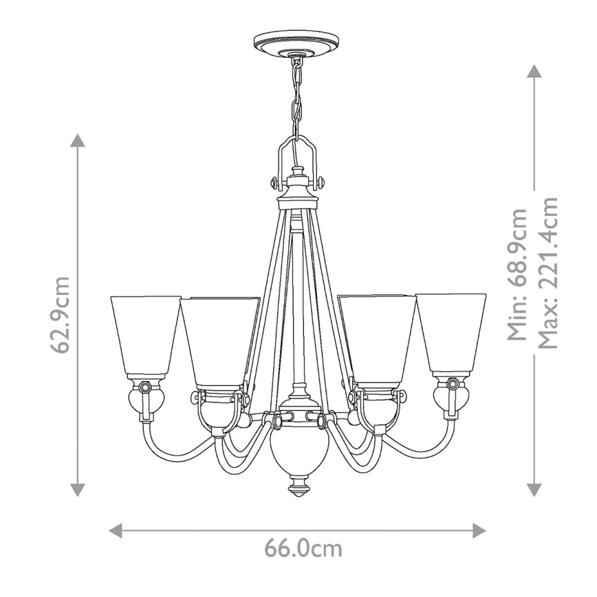 Hinkley - Żyrandol na łańcuchu MAYFLOWER 6xE27/60W/230V