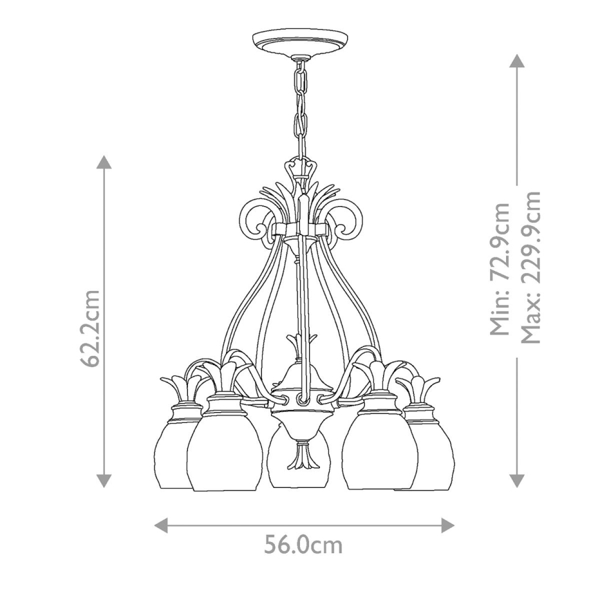 Hinkley - Żyrandol na łańcuchu PLANTATION 5xE27/60W/230V złoty