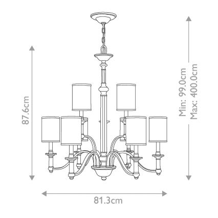 Hinkley - Żyrandol na łańcuchu SUSSEX 9xE14/40W/230V matowy chrom