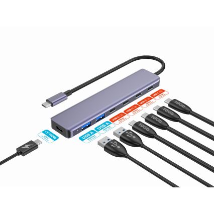 Hub USB-C 7w1 z obsługą Power Delivery 100 W
