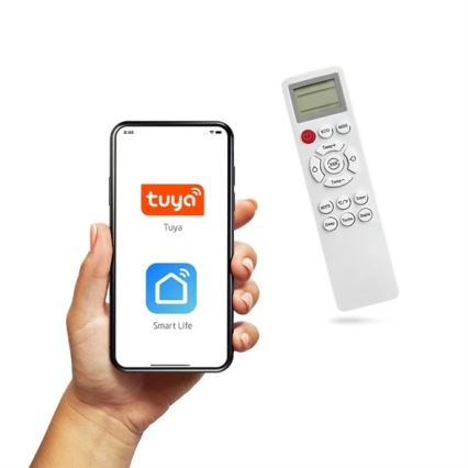 Hybrydowa klimatyzacja solarna Tuya Wi‑Fi 3,5 kW, biała + pilot zdalnego sterowania