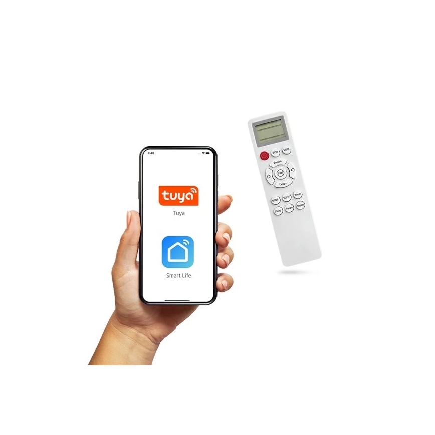 Hybrydowy klimatyzator solarny 3,5 kW Tuya, biały + pilot