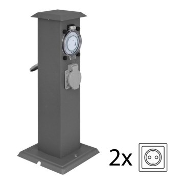 IBV 400166-014 - Zewnętrzny słupek zasilający z timerem 2Z IP44 czarny