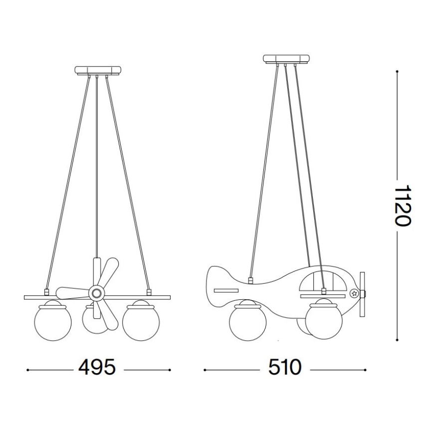 Ideal Lux - Dziecięcy żyrandol na lince AVION 3xE14/28W/230V niebieski