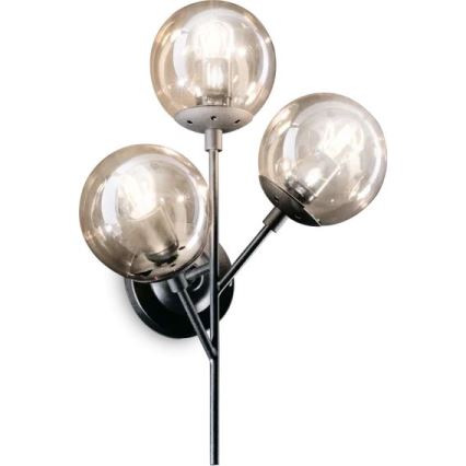 Ideal Lux - Kinkiet KEPLER 3xE27/42W/230V czarny/dymny