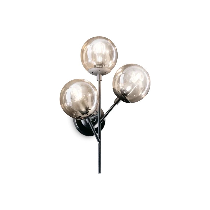 Ideal Lux - Kinkiet KEPLER 3xE27/42W/230V czarny/dymny