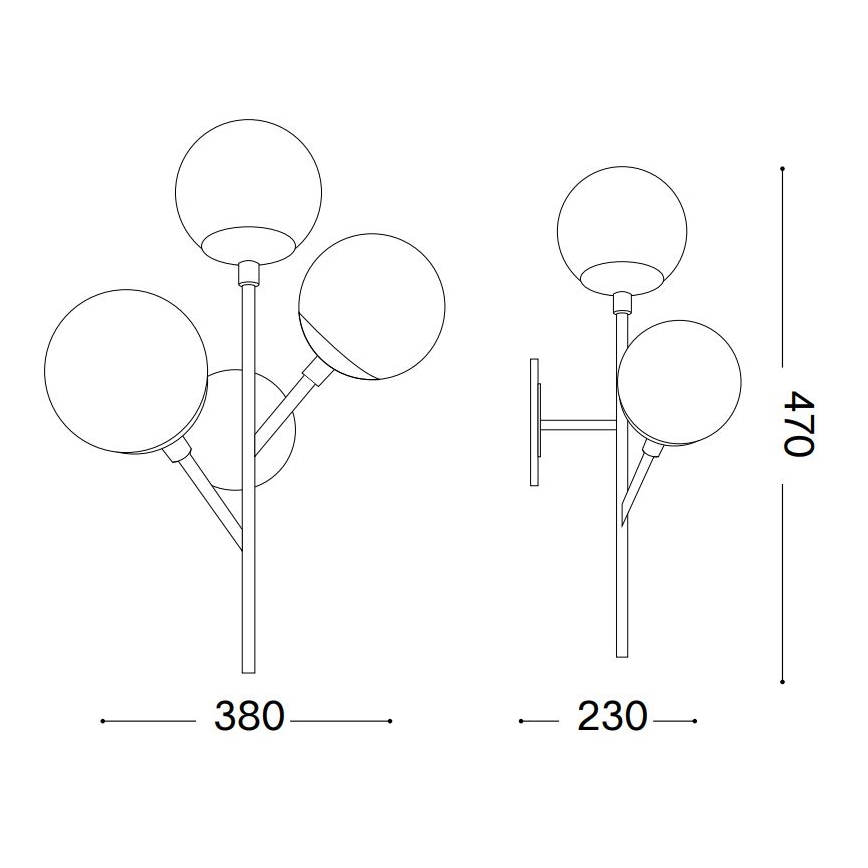 Ideal Lux - Kinkiet KEPLER 3xE27/42W/230V czarny/dymny