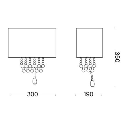 Ideal Lux - Kinkiet LED 2xE14/40W/230V + LED/1W