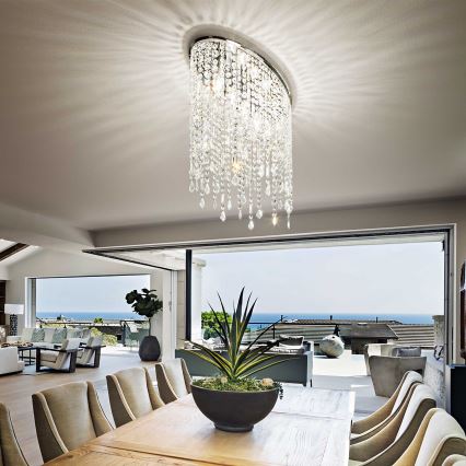 Ideal Lux - Kryształowa lampa sufitowa RAIN 3xE14/40W/230V błyszczący chrom