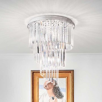 Ideal Lux - Kryształowy żyrandol natynkowy CARLTON 12xE14/40W/230V śr. 50 cm chrom błyszczący