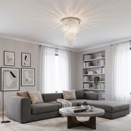 Ideal Lux - Kryształowy żyrandol natynkowy CARLTON 12xE14/40W/230V śr. 50 cm chrom błyszczący