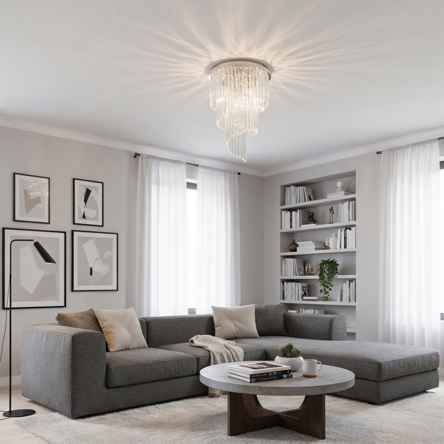 Ideal Lux - Kryształowy żyrandol natynkowy CARLTON 12xE14/40W/230V śr. 50 cm chrom błyszczący