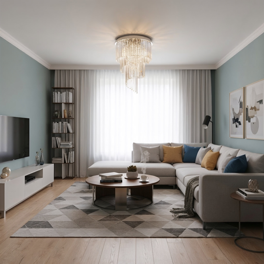 Ideal Lux - Kryształowy żyrandol natynkowy CARLTON 12xE14/40W/230V śr. 50 cm chrom błyszczący