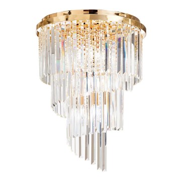 Ideal Lux - Kryształowy żyrandol natynkowy CARLTON 12xE14/40W/230V śr. 50 cm złoty