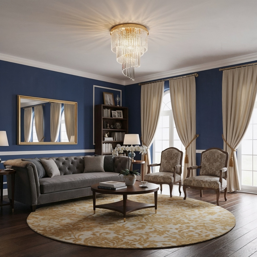 Ideal Lux - Kryształowy żyrandol natynkowy CARLTON 12xE14/40W/230V śr. 50 cm złoty