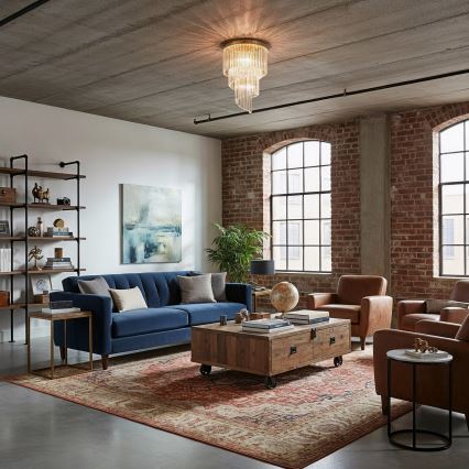 Ideal Lux - Kryształowy żyrandol natynkowy CARLTON 12xE14/40W/230V śr. 50 cm złoty