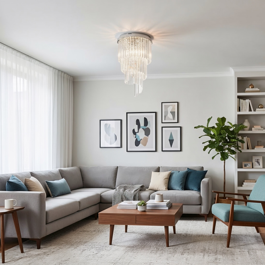 Ideal Lux - Kryształowy żyrandol natynkowy CARLTON 8xE14/40W/230V śr. 40 cm chrom błyszczący