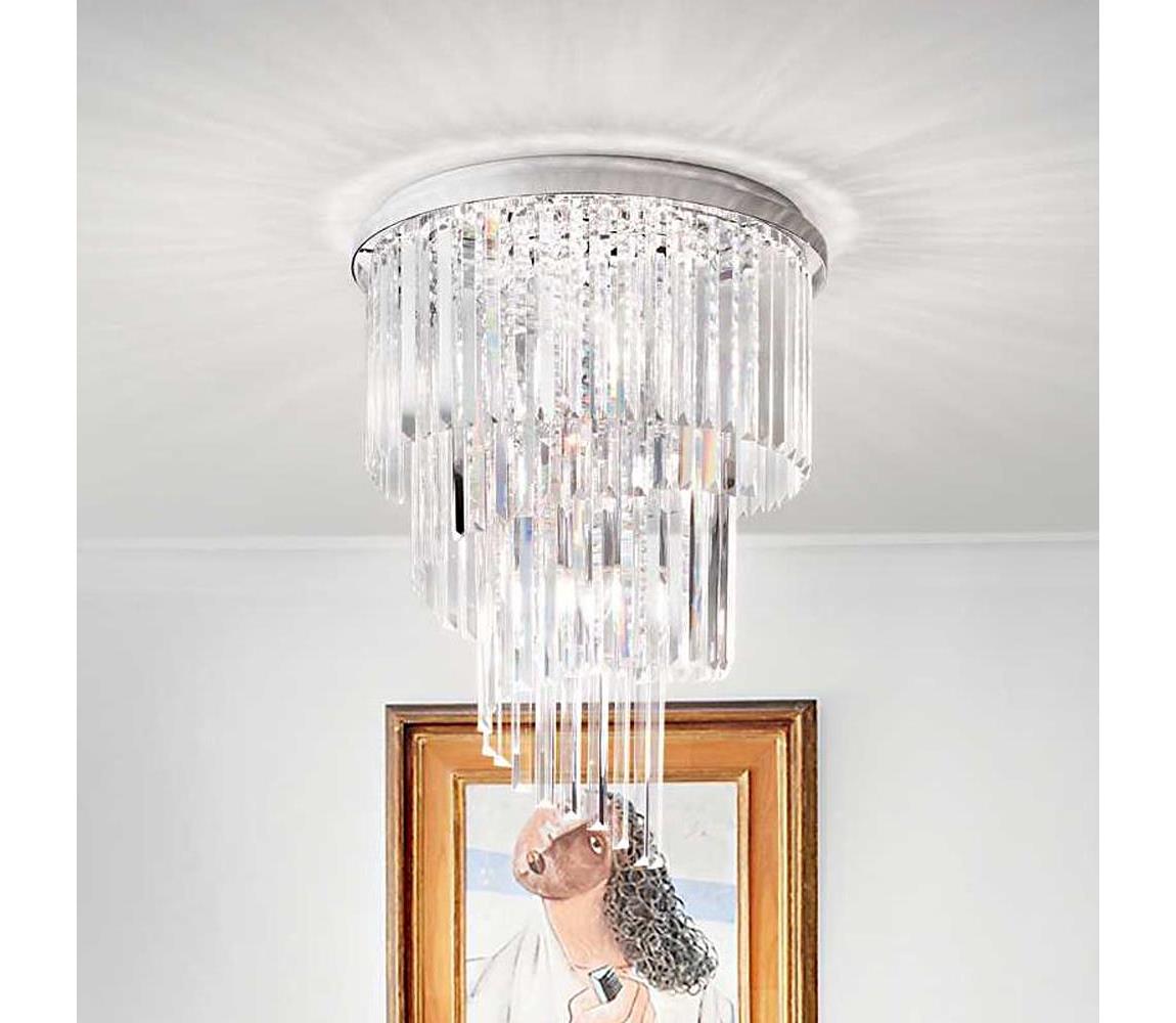 Ideal Lux - Kryształowy żyrandol natynkowy CARLTON 12xE14/40W/230V śr. 50 cm chrom