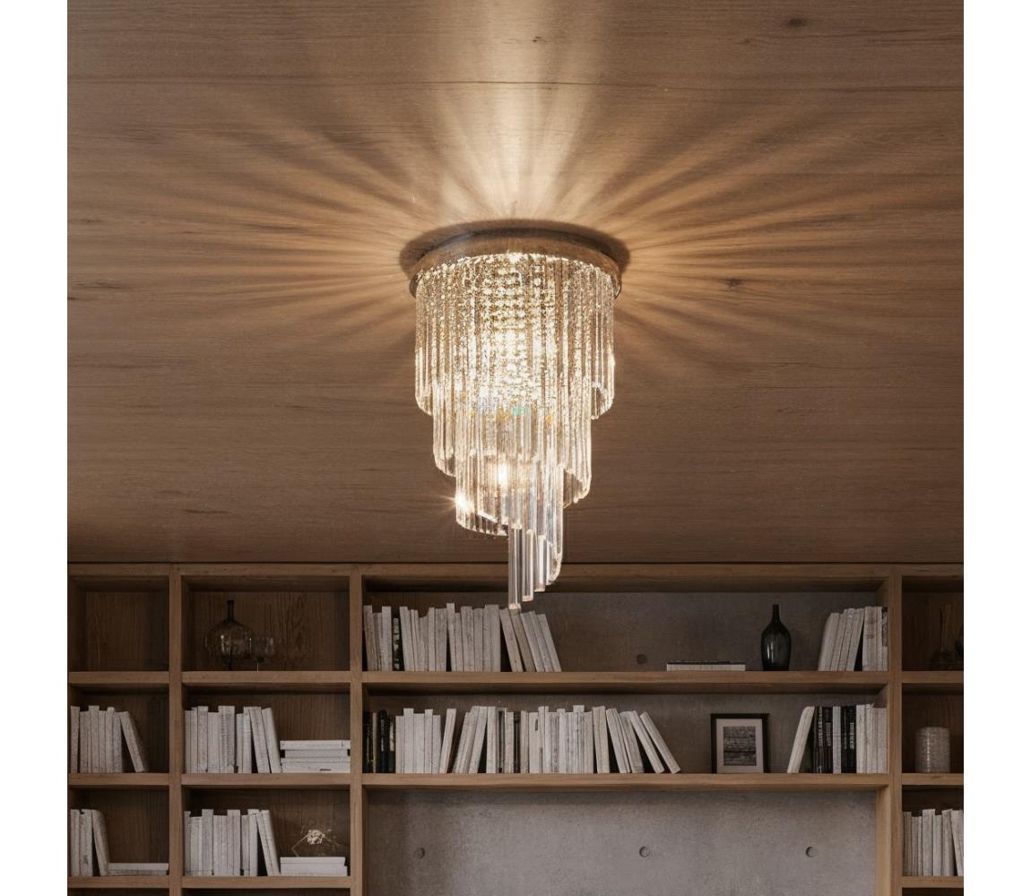 Ideal Lux-Kryształowy żyrandol natynkowy CARLTON 8xE14/40W/230V śr. 40cm chrom błyszczący