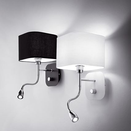 Kinkiet 1xE14/40W/230V + LED/1W/230V czarny