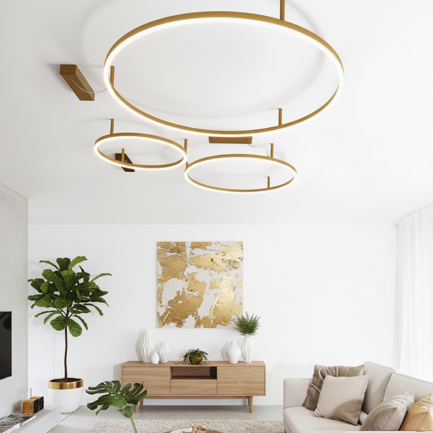 Ideal Lux - Lampa sufitowa LED ORACLE SLIM LED/81W/230V 3000K CRI 90 śr. 150 cm złota