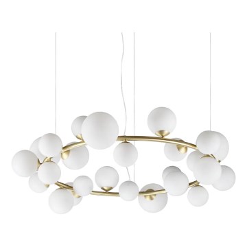 Ideal Lux - Lampa wisząca LED na linkach PERLAGE 25xG9/3W/230V 110 cm złota/biała