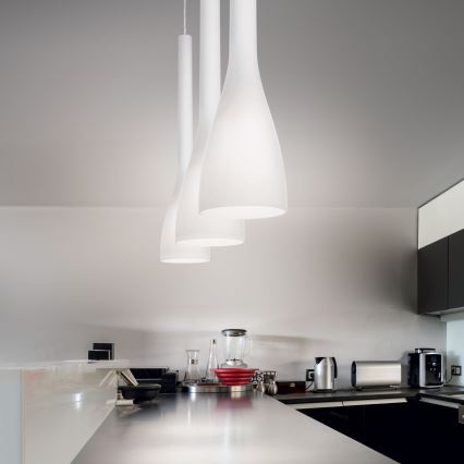 Ideal Lux - Lampa wisząca na lince FLUT 1xE14/40W/230V śr. 10,5 cm biała