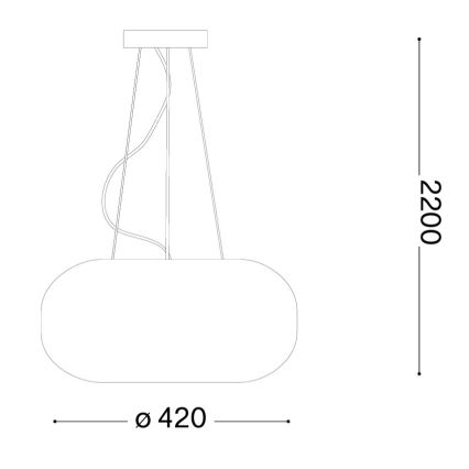 Ideal Lux - Lampa wisząca na przewodzie ULISSE 3xE27/60W/230V śr. 42 cm biała