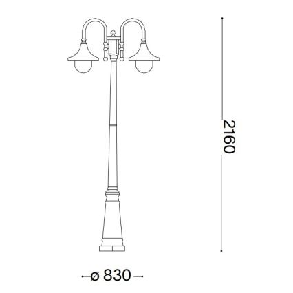 Ideal Lux - Lampa zewnętrzna CIMA 2xE27/52W/230V 216 cm IP43 brązowe