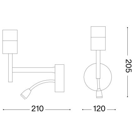 Ideal Lux - LED Elastyczna lampa z mocowaniem SET UP 1xE27/42W + LED/3W/230V CRI 90 USB chrom błyszczący