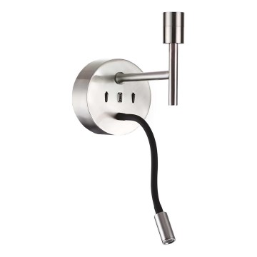 Ideal Lux - LED Elastyczna lampa z mocowaniem SET UP 1xE27/42W + LED/3W/230V CRI 90 USB chrom błyszczący